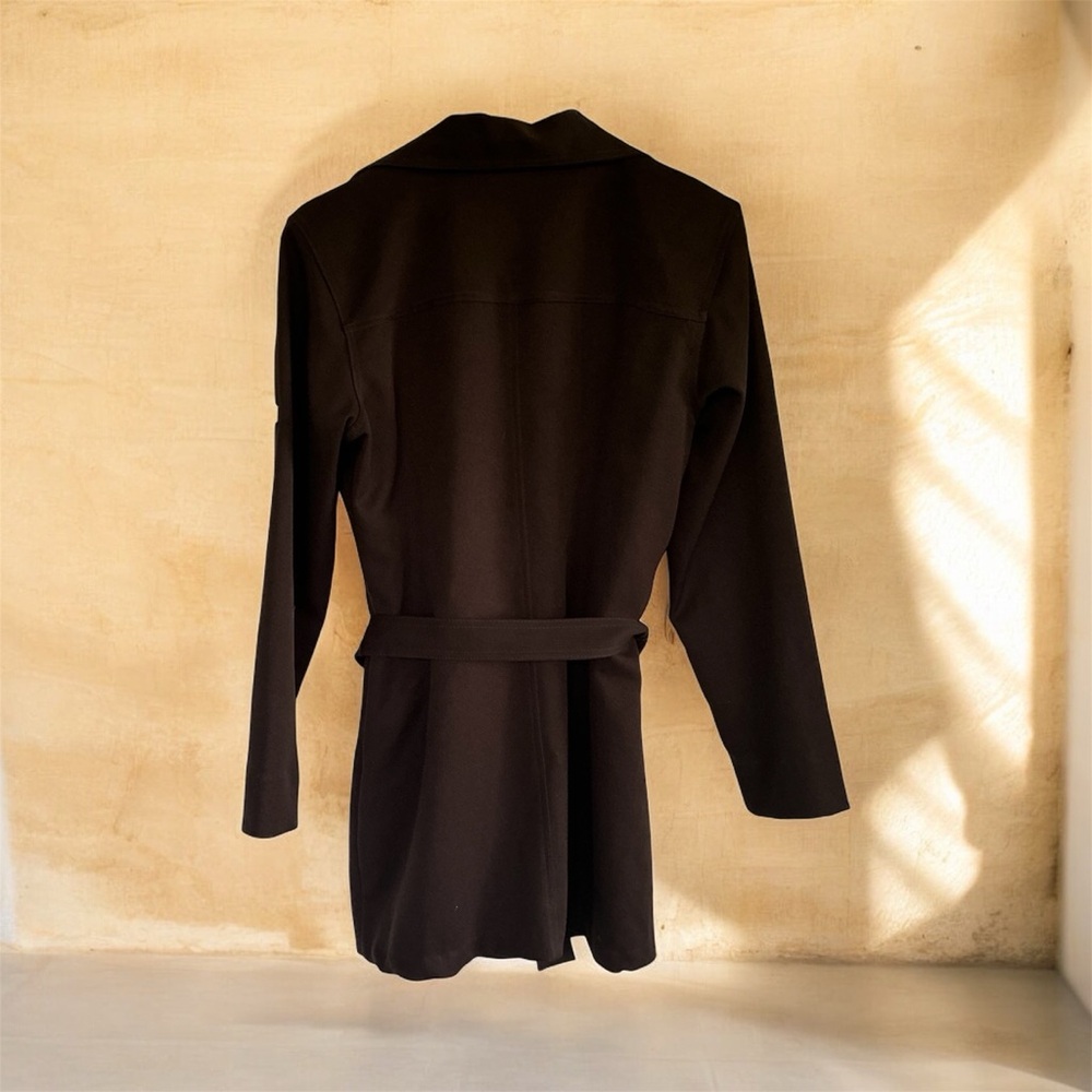 FINESSE VINTAGE BROWN DOUBLE BREASTED POLYESTER TRENCH JACKET SIZE L - Picture 2 of 3